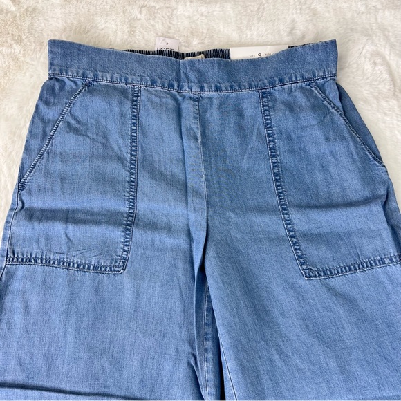 LOFT CHAMBRAY WIDE LEG CROP PANTS Size Small - Picture 6 of 12